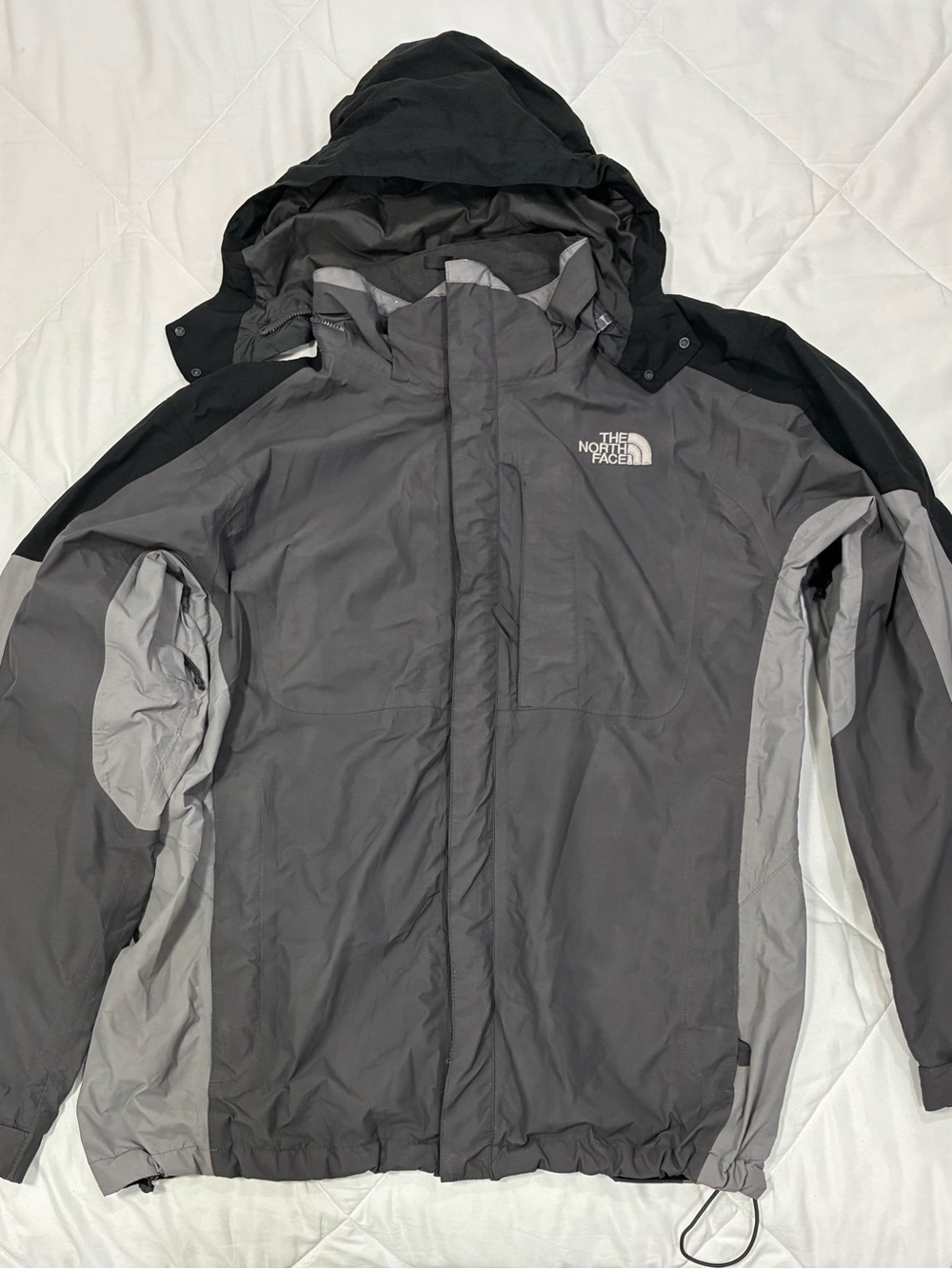 The North Face Men's Gray & Black Hooded Rain Jacket